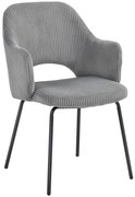 HOMCOM Krzesło do jadalni, pokrycie aksamitne, kształt muszli, nogi metalowe, podkładki pod stopy, szare