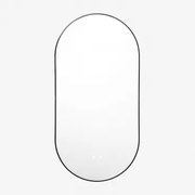 Lustro Ścienne Owalne 50x100 Cm Do Łazienki Z Oświetleniem Led I Funkcją Przeciwmgielną Asteiro Czarna - Sklum