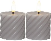 Zestaw 2 szarych woskowych świec LED Star Trading Flamme Swirl, wys. 7,5 cm