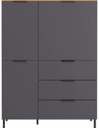 Szara wysoka komoda w dekorze dębu 109x146 cm California – Germania