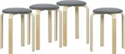 HOMCOM Stołki tapicerowane w zestawie 4 sztuki, stosowalne, z lakierowaną powierzchnią i drewnianymi nogami, Szare