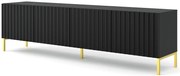 Szafka rtv z lamelami czarny mat + złote nóżki A2-K99