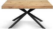 Stół drewniany, wykończenie dąb, podstawa X antracyt, rozkładany 160x90 - CAMAIORE