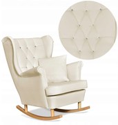 Fotel Uszak eko skóra Bujany Gaja Skandynawski Family meble beżowy kremowy