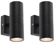 Zestaw 2 lamp zewnętrznych ściennych czarnych IP44 - Duo Nowoczesny Oswietlenie wewnetrzne