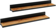 Komplet Półek Czarny Ściennych 2 Szt + Dąb Craft Z6-R89