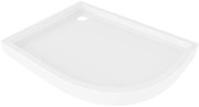 Mexen Flow+ brodzik półokrągły asymetryczny lewy 90 x 80 cm, biały połysk - 46Q108090LH