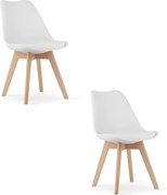 Krzesła Valora RIKX białe z poduszką i drewnianymi nogami x2