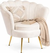 Kremowy welurowy fotel muszelka W4-H27