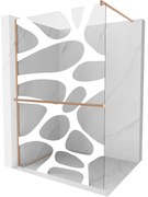 Mexen Kioto+ ścianka prysznicowa z półką Walk-in 70 x 200 cm, biała fala, miedź szczotkowana - 800-070-121-65-97