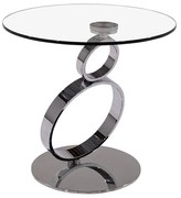 Pomocniczy stolik JOLINE - Przezroczyste szkło hartowane i stalowa noga