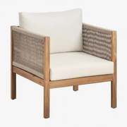 Fotel Ogrodowy Z Podłokietnikami Z Drewna Akacjowego Branson Gardenia Biel & Akacja Brąz - Sklum