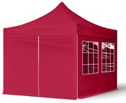 TOOLPORT 3x3 m Namiot Ekspresowy ECONOMY Stal 30 mm, ze ścianami bocznymi, okna kwadratowe , czerwony - (582631)