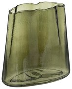 Wazon na kwiaty z zielonego szkła, nieregularna forma, 20 cm