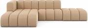 Narożnik w kształcie L z pufą Grand Mini, tkanina Salvador, Beżowy, Lewy