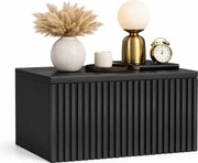 Czarna Ścienna Szafka Nocna Ryflowana W0-R50