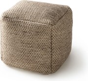 Szarobrązowy puf Rocco w kształcie kostki