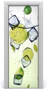 Naklejka na drzwi samoprzylepna Limonki i lód
