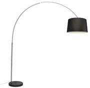 Lampa łukowa stalowy klosz z tkaniny czarny 45 cm - XXL