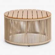 Okrągły Stolik Kawowy Ogrodowy Z Żelaza I Plecionej Liny Calipso Ø70 Cm - Sklum