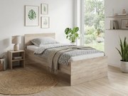 Łóżko ELISA 90 x 200 cm, dąb sonoma Stelaż: Ze stelażem listwowym rolowanym elastycznym, Materac: Bez materaca