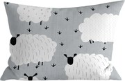 Polibawełniana poszewka na poduszkę WHITE SHEEPS 50x70 cm, szara