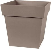 Kwadratowa doniczka taupe 32x32x32 cm 22 L z odpornego na mróz i uderzenia polipropylenu, do użytku wewnętrznego i zewnętrznego