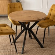 Stół Okrągły Rozkładany DORIAN 80-160 cm Dąb Złoty/Czarny Nowoczesny