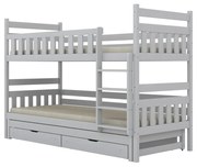 Łóżko piętrowe BARTEK 160x80 białe drewniane trzyosobowe z szufladami KOCOT KIDS