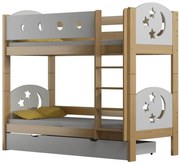 Piętrowe łóżko z gwiazdkami dla rodzeństwa sosna N4-M24