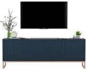Granatowa lamelowa szafka rtv A1-W57