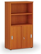 Szafa biurowa kombinowana PRIMO WOOD, drzwi przesuwne na 2 poziomach, 800 x 420 x 1434 mm, wiśnia