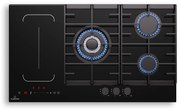 Klarstein Multichef 90cm Płyta kombinowana 5 stref gotowania Czarne szkło