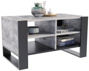 Loftowa ława kawowa z półkami czarny + beton C6-C19