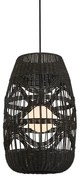 Lampa wisząca ARONA BLACK 1xG9 fi 250, boho, rattan, czarna, pojedyncza