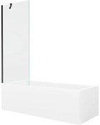 Mexen Cubik wanna prostokątna 170 x 70 cm z obudową i parawanem 1-skrzydłowym 70 cm, transparent, czarny - 550317070X9507000070