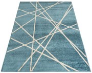 Ciemnoturkusowy nowoczesny dywan w linie E3-G88