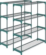 Outsunny Zestaw 2 stojaków na rośliny, 4-poziomy, 104 cm wysokości, stojak na kwiaty do wnętrz i na zewnątrz, stal, ciemnozielony | Aosom PL