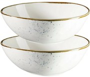 Mäser 2-częściowy zestaw owalnych misek PintarWhite niebieskie kropki 22 x 19 cm