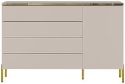 Komoda z 4 szufladami i 1 szafką - Beżowy i złoty - VUKIA marki Pascal Morabito