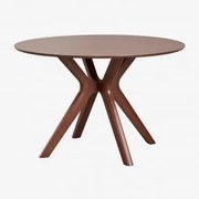 Okrągły Stół Jadalny Ø120 Cm Z Płyty Mdf I Forniru Kauczukowego Arnaiz Ciemne Drewno - Sklum