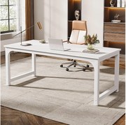 Biurko na laptopa, stół, biurko do nauki do pracy zdalnej, stanowisko pracy do biura, sypialni, łatwe w montażu (białe, 180 x 80 x 75 cm)