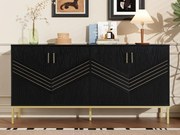 Nowoczesny buffet 160×40×80,5 cm - z 4 drzwiami - MDF - czarny