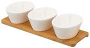 Altom Porcelanowy zestaw do dipów na tacy bambusowej Regular 150 ml, 3 szt.