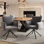 Zestaw 6 krzeseł do jadalni - 60 x 60 x 88 cm - krzesła tapicerowane - obrotowe 360° - aksamitne - szare