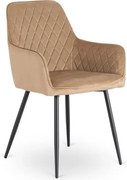 Krzesło Tapicerowane do Jadalni BRESSO Beżowe Welurowe Nowoczesne