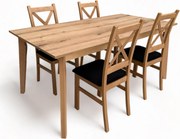 Stół Dąb Przybrzeżny 90x160/210 + 4 Krzesła zestaw + nogi drewniane