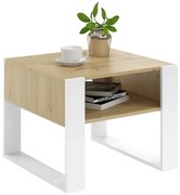 Skandynawski stolik kawowy z półką - dąb artisan+biały M5-L44