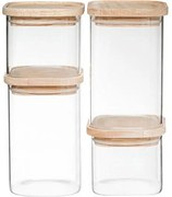 Zestaw 4 Szklanych Słoików Do Przechowywania 15cm Transparentnych - Praktyczne i Dekoracyjne