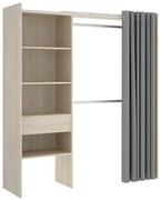 Rozkładana garderoba LAURENT - Dł.110/160 cm - Kolor: Dąb i szary